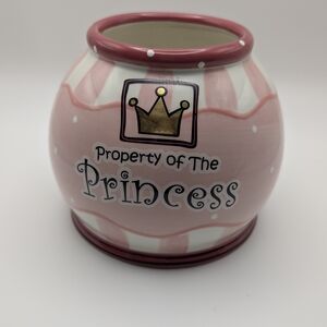 Property Of The Princess Ceramic Keepsake Jar  Bella Casa by Ganz Pink White